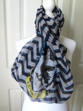 Harry Potter RAVENCLAW Crest Wrap Scarf 100% Polyester Elope Blue/Gray Infinity